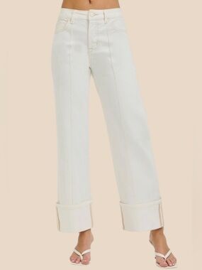 RISEN PLUS Off-White Tummy Control High-Rise Cuffed Jean NEW